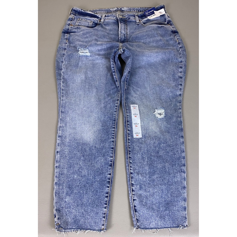 Old Navy Jeans Womens Size 16 OG Straight High Rise Ankle Blue Extra Stretch NWT